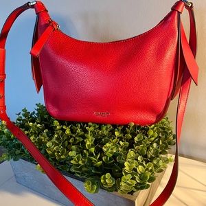 Kate Spade Authentic Medium Crossbody red pebbled leather adjustable strap